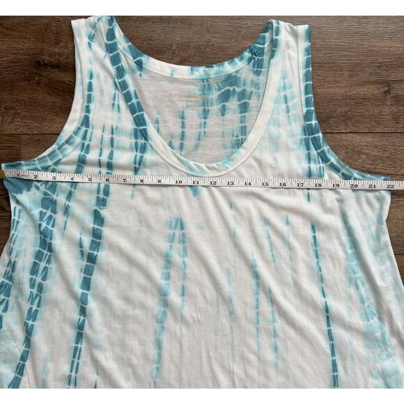 Soft Surroundings Tank Dress Women 1X Tie Dye Pom Pom Hem Pockets Casual Hippie - Picture 10 of 12
